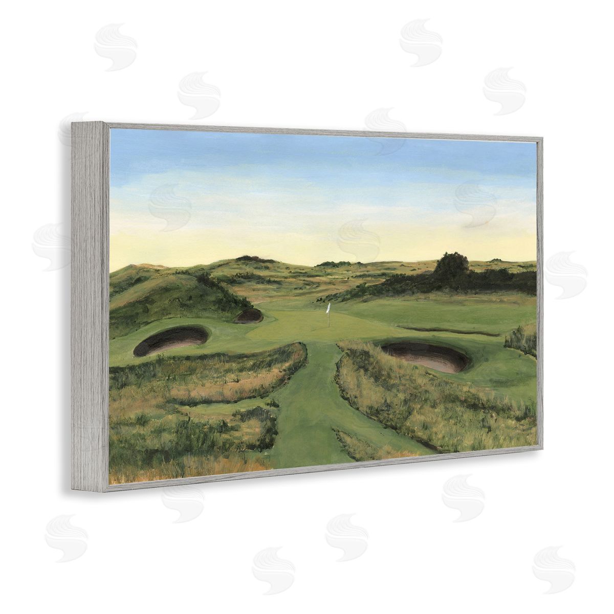Golf Field Landscape Grey Frame Print Wall Art, Home Decor by Michael Willett
