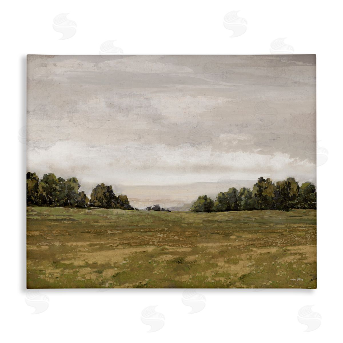 Distant Trees Grassland Canvas Wall Art, Home Decor by Amber Sterling