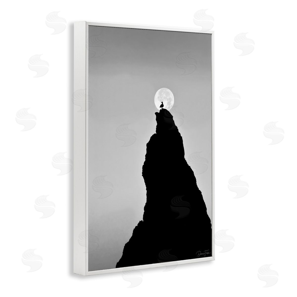 Bird Silhouette on Peak White Frame Print Wall Art, Home Decor by Dennis Frates