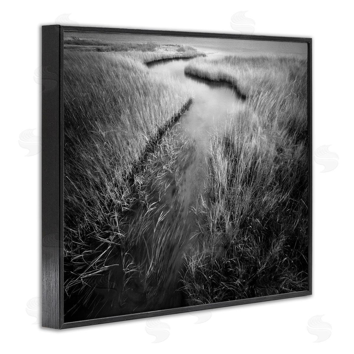 Meandering Estuary View Black Frame Print Wall Art, Home Decor by Chip Forelli