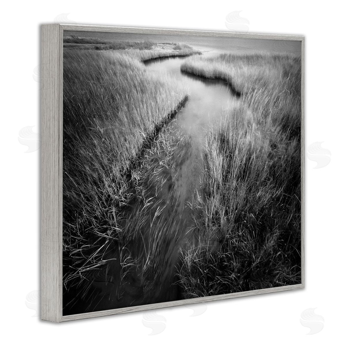 Meandering Estuary View Grey Frame Print Wall Art, Home Decor by Chip Forelli
