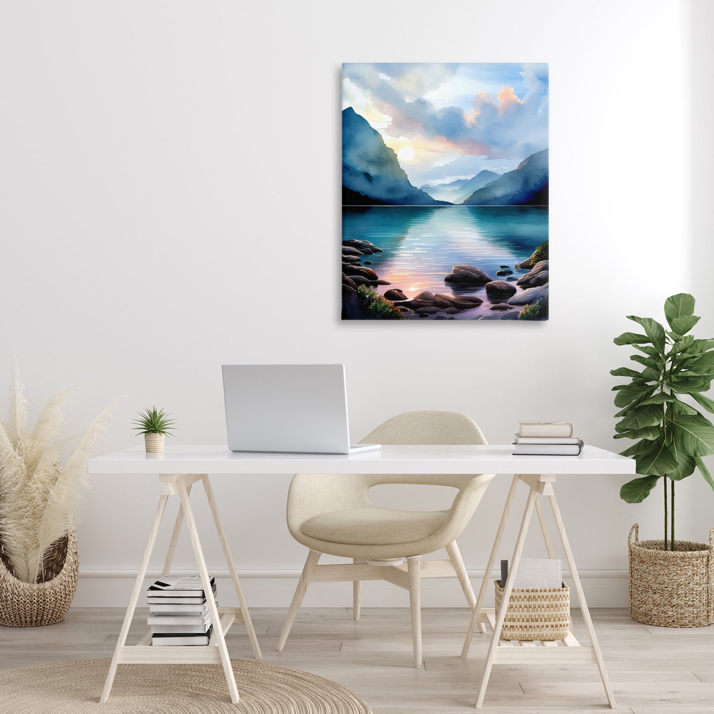 Rocky Mountain Beach Canvas Wall Art in Room, Home Decor by Denise Dundon