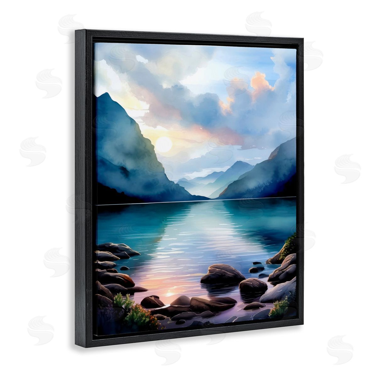 Rocky Mountain Beach Black Floating Frame Canvas Wall Art, Home Decor by Denise Dundon