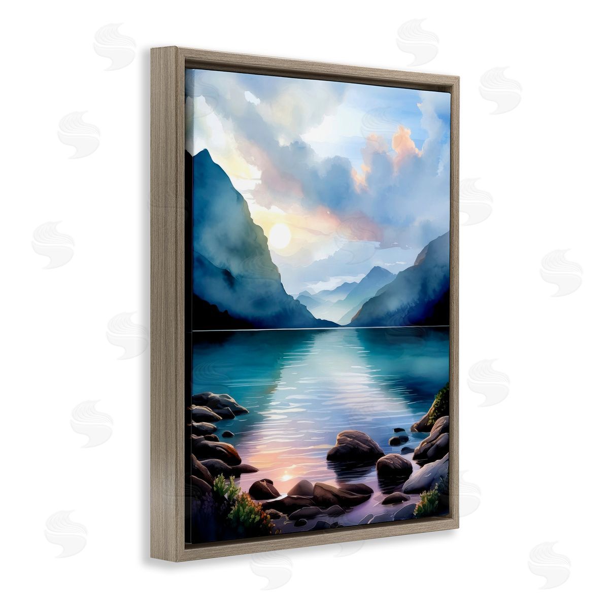 Rocky Mountain Beach Brown Floating Frame Canvas Wall Art, Home Decor by Denise Dundon