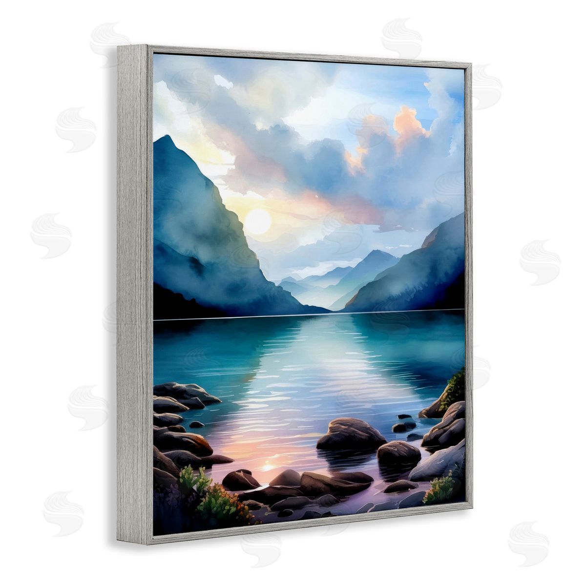 Rocky Mountain Beach Grey Frame Print Wall Art, Home Decor by Denise Dundon