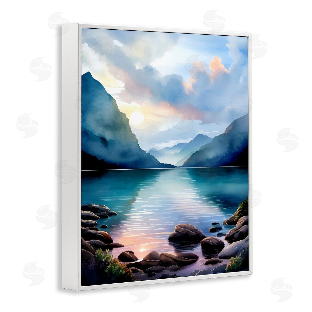 Rocky Mountain Beach White Frame Print Wall Art, Home Decor by Denise Dundon