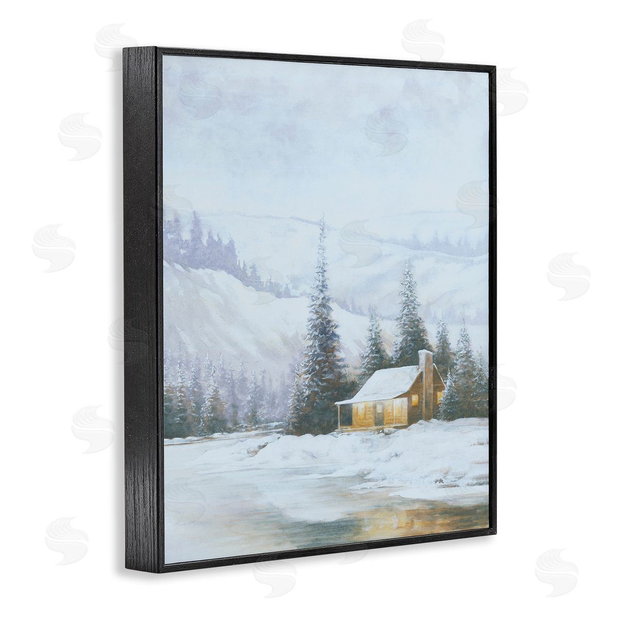 Snowy Woodland Cabin Black Frame Print Wall Art, Home Decor by Dogwood Portfolio