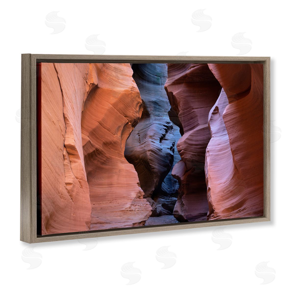 Slot Canyon View Brown Floating Frame Canvas Wall Art, Home Decor by Hunter Page Photography