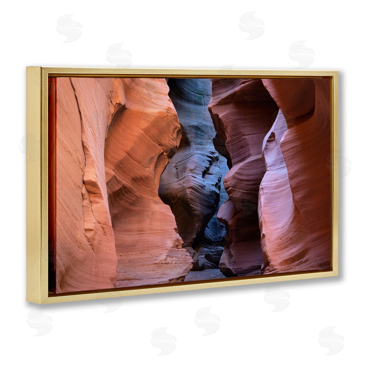 Slot Canyon View Gold Floating Frame Canvas Wall Art, Home Decor by Hunter Page Photography