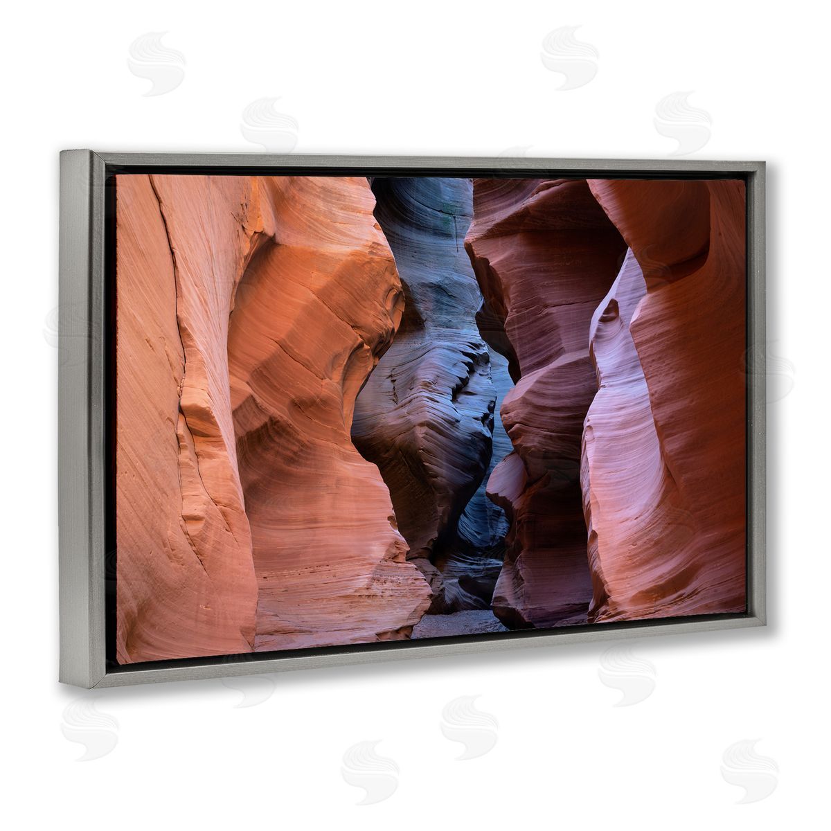 Slot Canyon View Grey Floating Frame Canvas Wall Art, Home Decor by Hunter Page Photography
