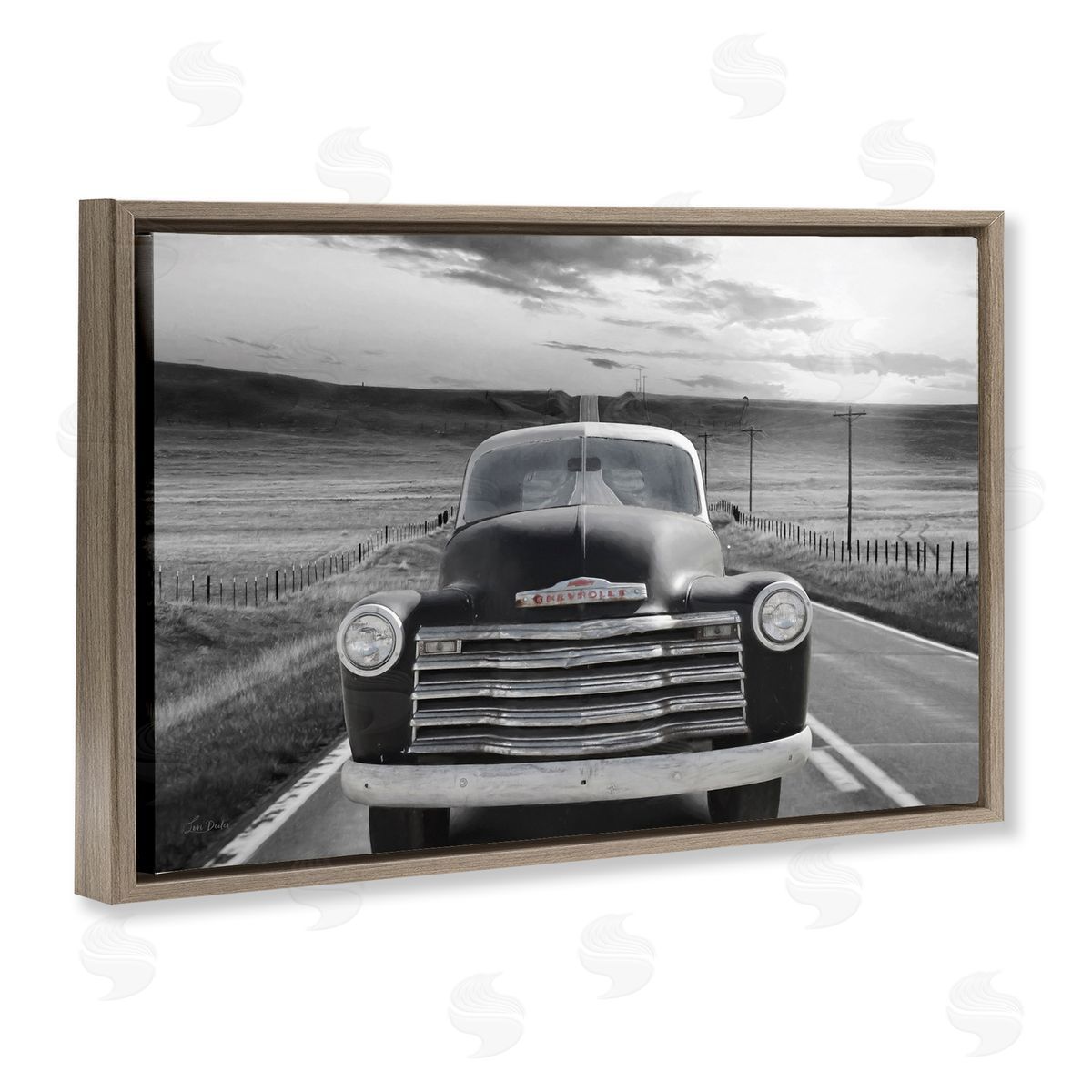 Vintage Car Photography Brown Floating Frame Canvas Wall Art, Home Decor by Lori Deiter