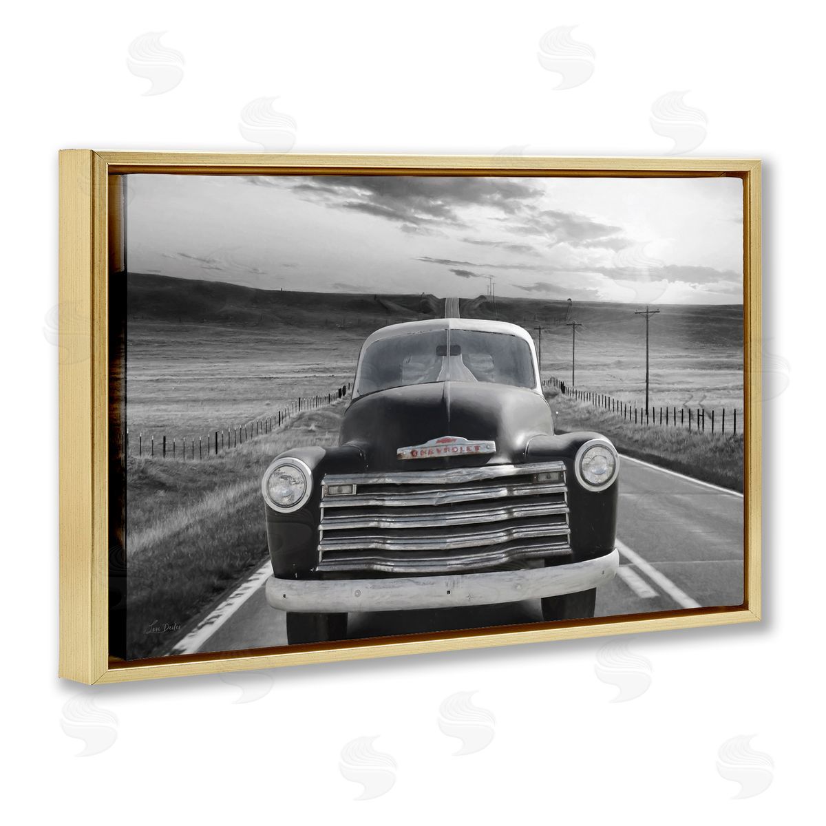 Vintage Car Photography Gold Floating Frame Canvas Wall Art, Home Decor by Lori Deiter