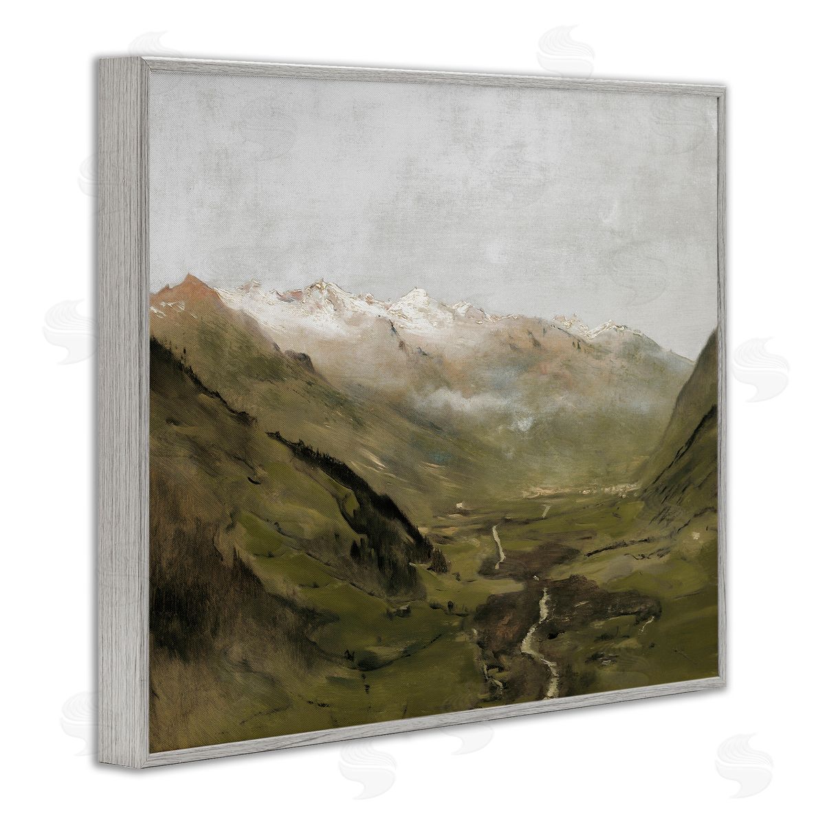 Winding Valley Path Grey Frame Print Wall Art, Home Decor by Lettered and Lined