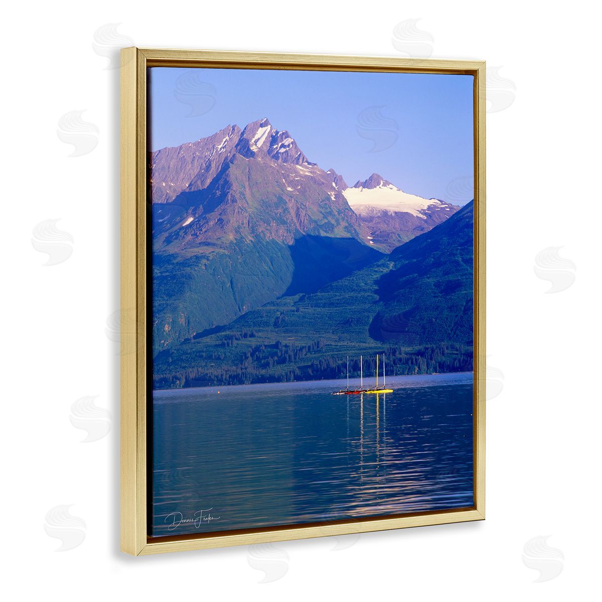 Lake View Photography Gold Floating Frame Canvas Wall Art, Home Decor by Dennis Frates