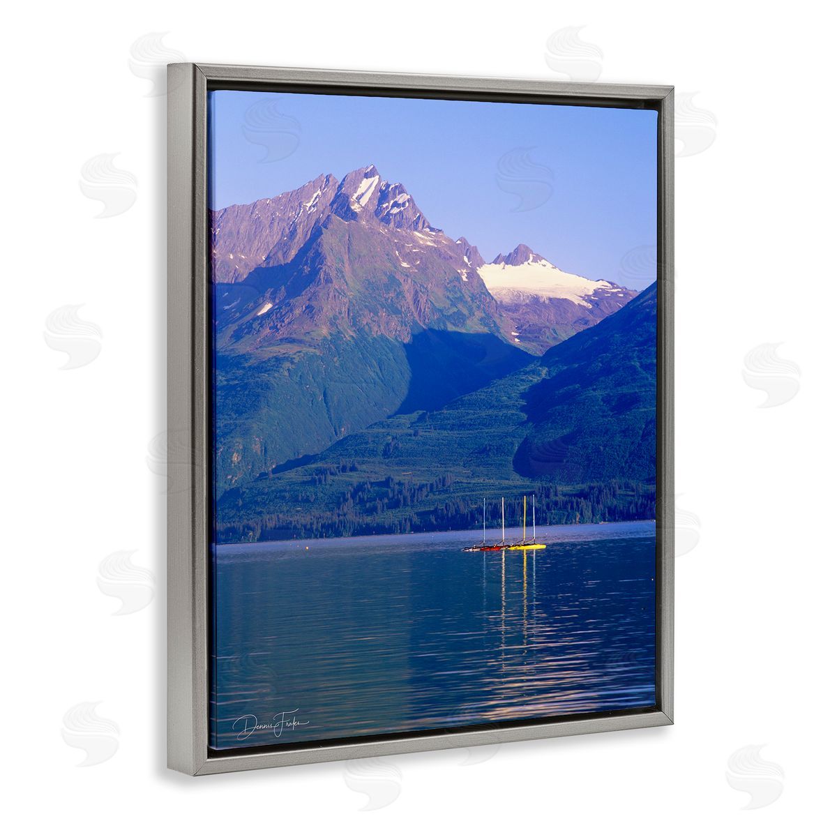 Lake View Photography Grey Floating Frame Canvas Wall Art, Home Decor by Dennis Frates