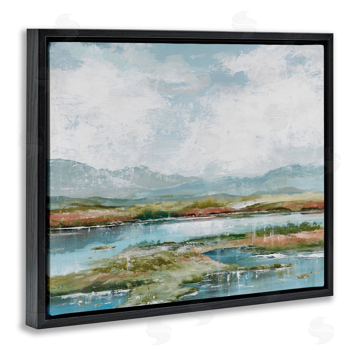 Modern Paint Landscape Black Floating Frame Canvas Wall Art, Home Decor by Max Maxx
