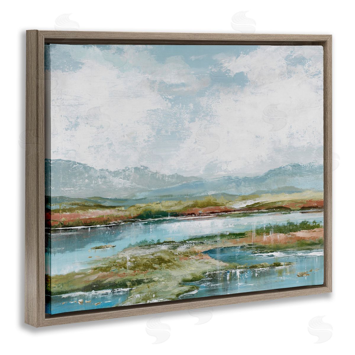 Modern Paint Landscape Brown Floating Frame Canvas Wall Art, Home Decor by Max Maxx