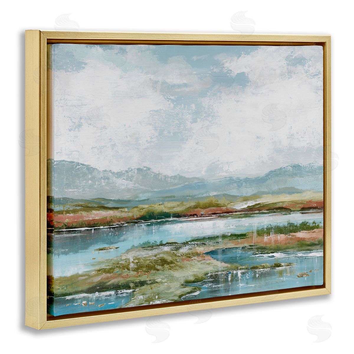 Modern Paint Landscape Gold Floating Frame Canvas Wall Art, Home Decor by Max Maxx