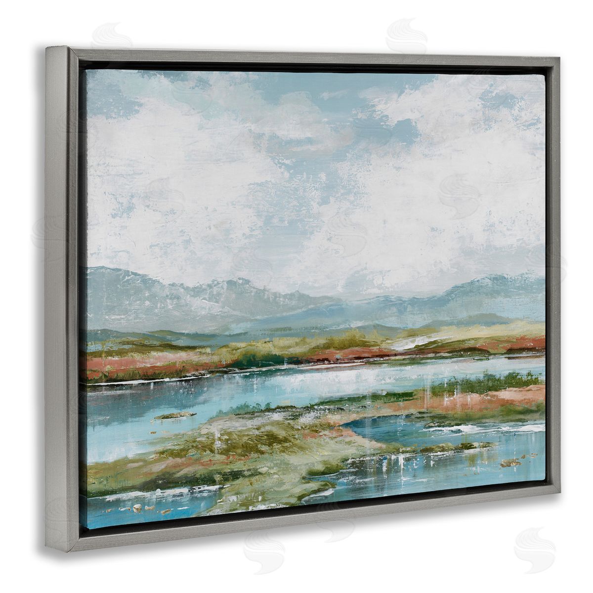 Modern Paint Landscape Grey Floating Frame Canvas Wall Art, Home Decor by Max Maxx