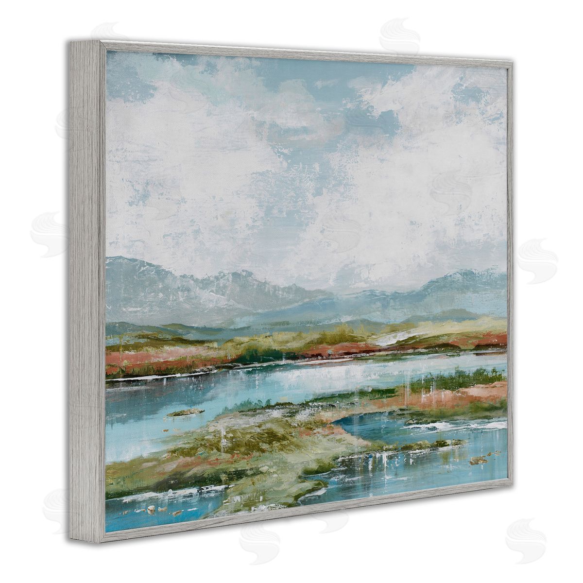 Modern Paint Landscape Grey Frame Print Wall Art, Home Decor by Max Maxx