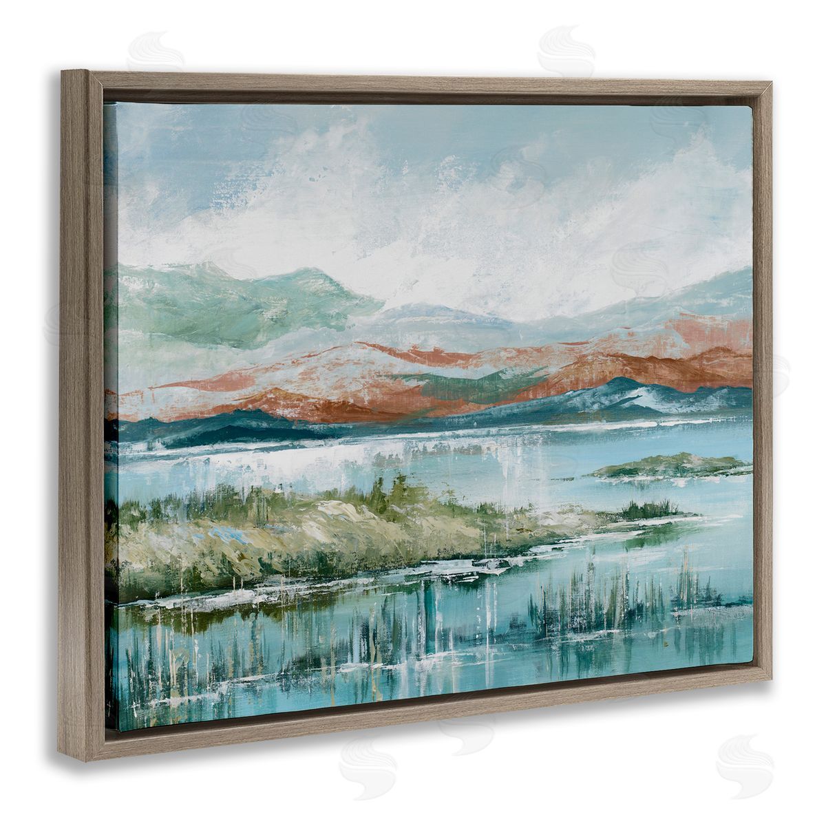 Western Rustic Landscape Brown Floating Frame Canvas Wall Art, Home Decor by Max Maxx