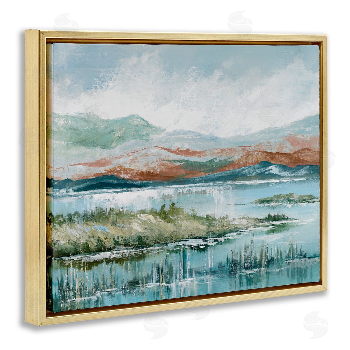 Western Rustic Landscape Gold Floating Frame Canvas Wall Art, Home Decor by Max Maxx