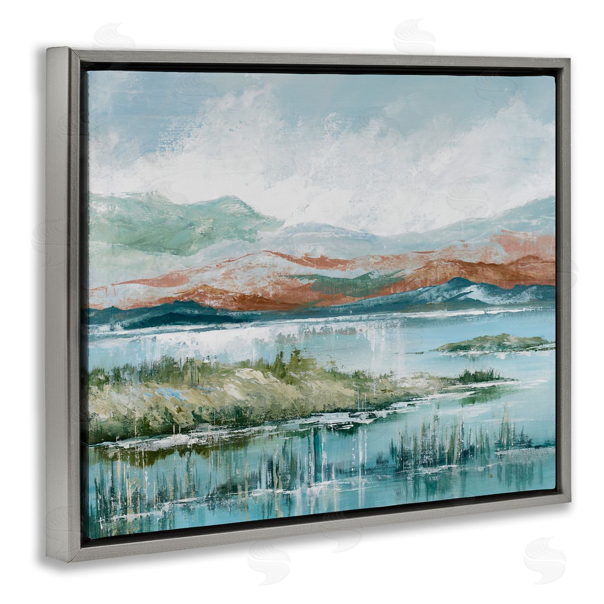 Western Rustic Landscape Grey Floating Frame Canvas Wall Art, Home Decor by Max Maxx