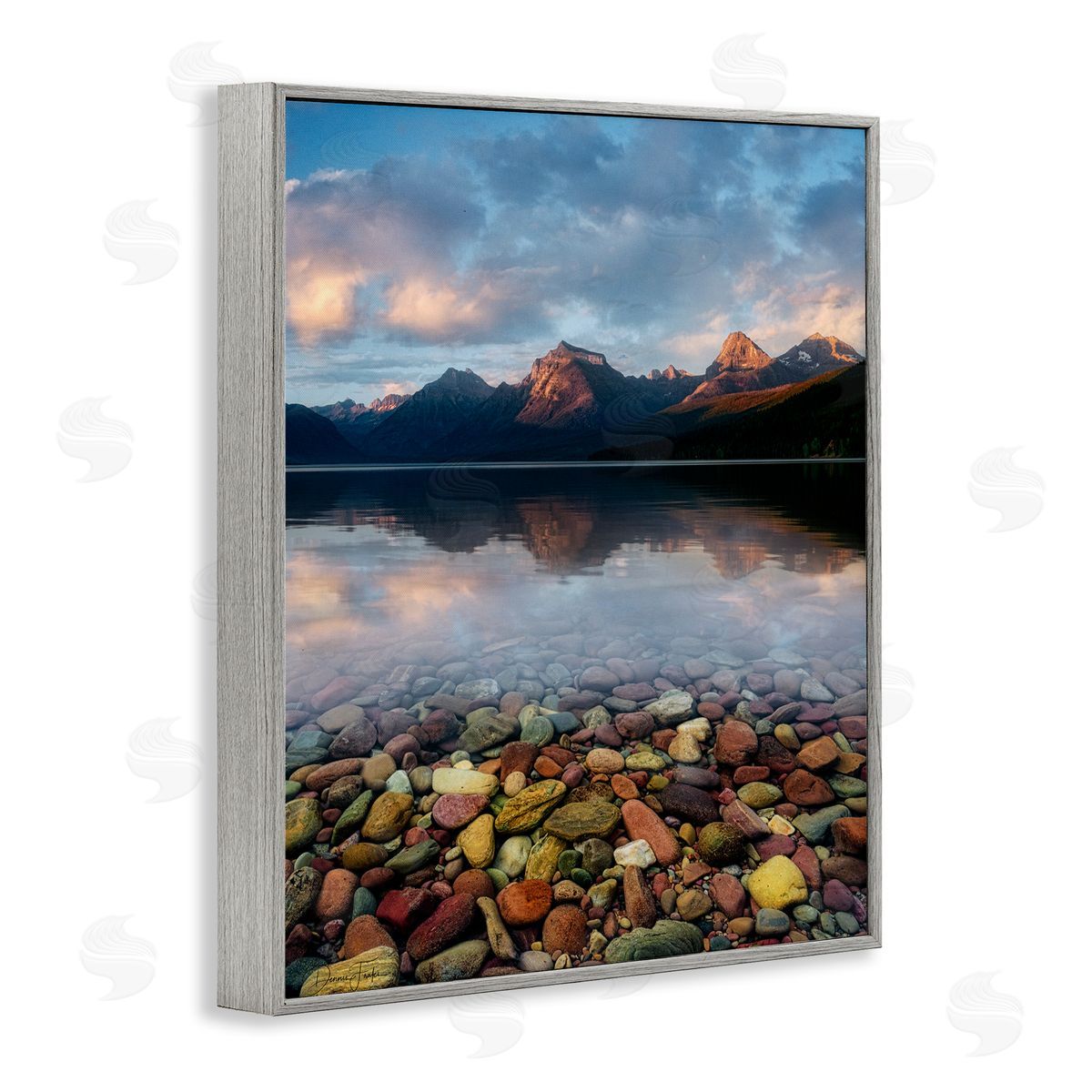 Clear Water Pebbles Grey Frame Print Wall Art, Home Decor by Dennis Frates