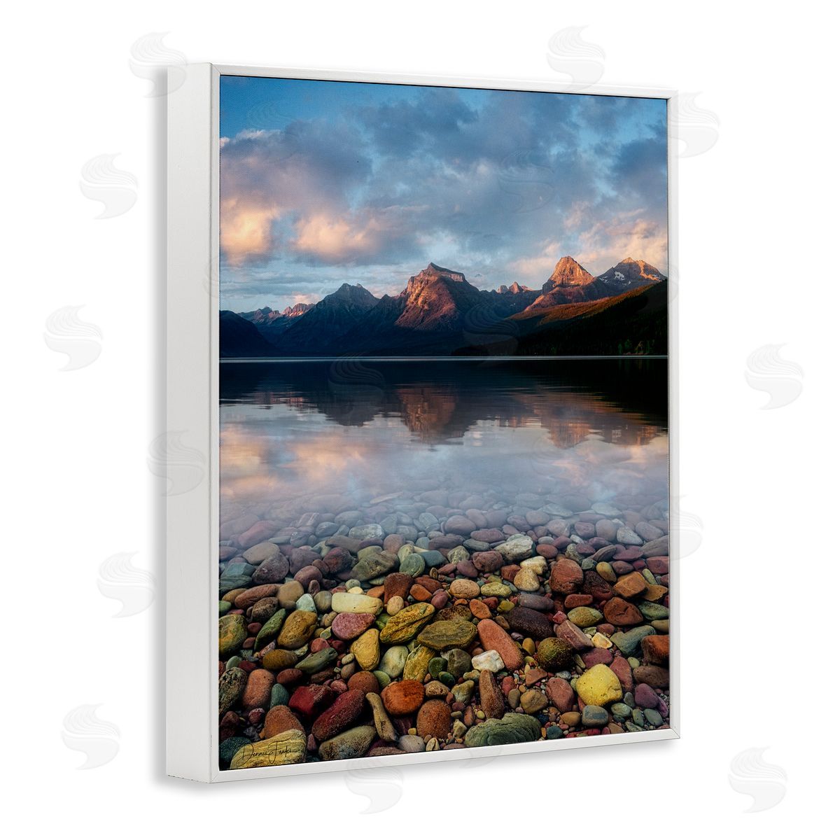 Clear Water Pebbles White Frame Print Wall Art, Home Decor by Dennis Frates
