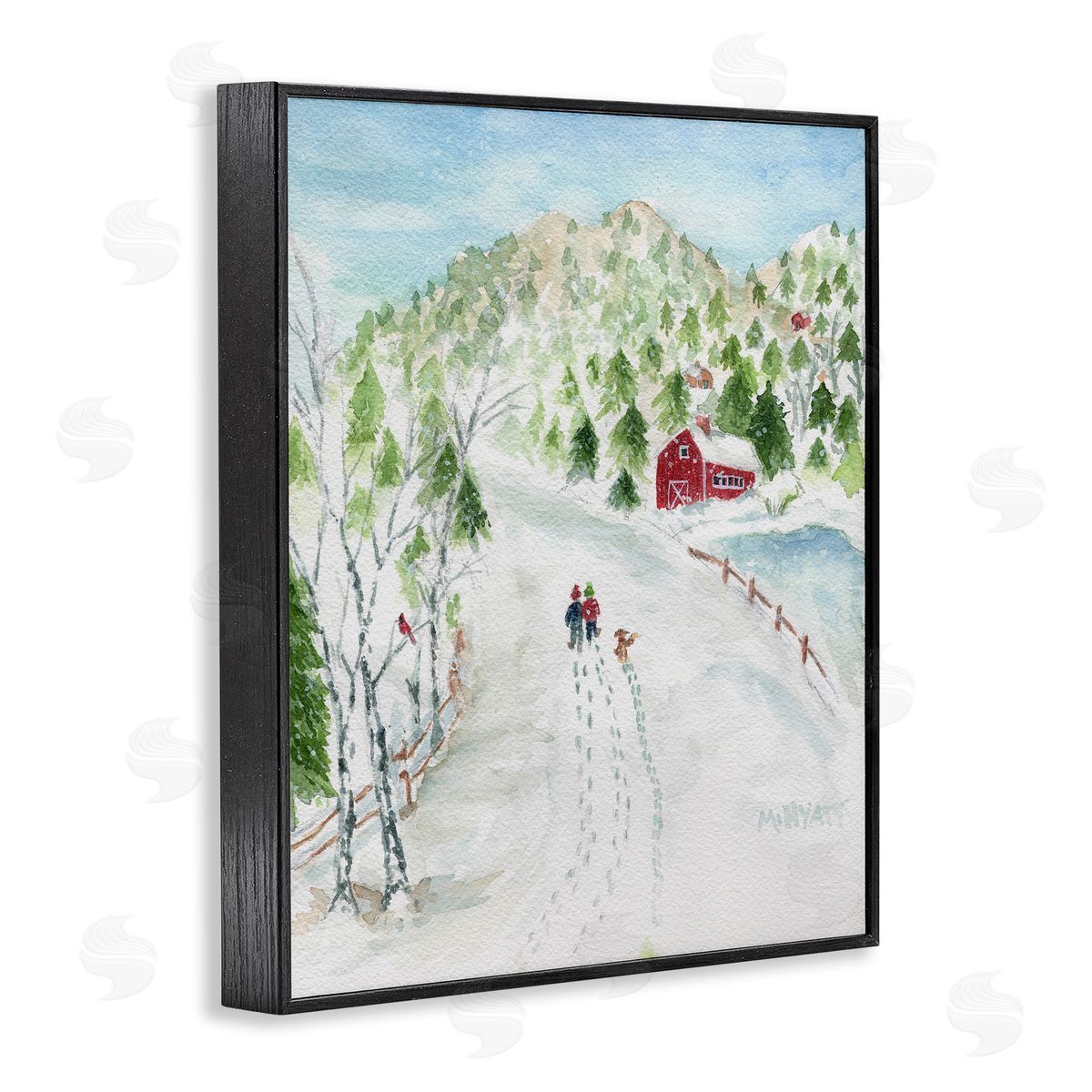Steps in Country Snow Black Frame Print Wall Art, Home Decor by Melissa Hyatt