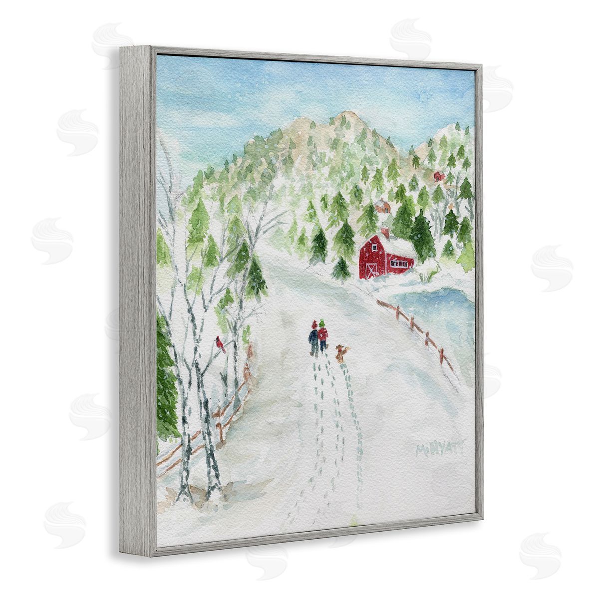Steps in Country Snow Grey Frame Print Wall Art, Home Decor by Melissa Hyatt