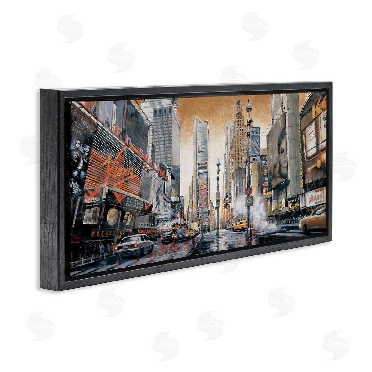 New York Cityscape Black Floating Frame Canvas Wall Art, Home Decor by Matthew Daniels