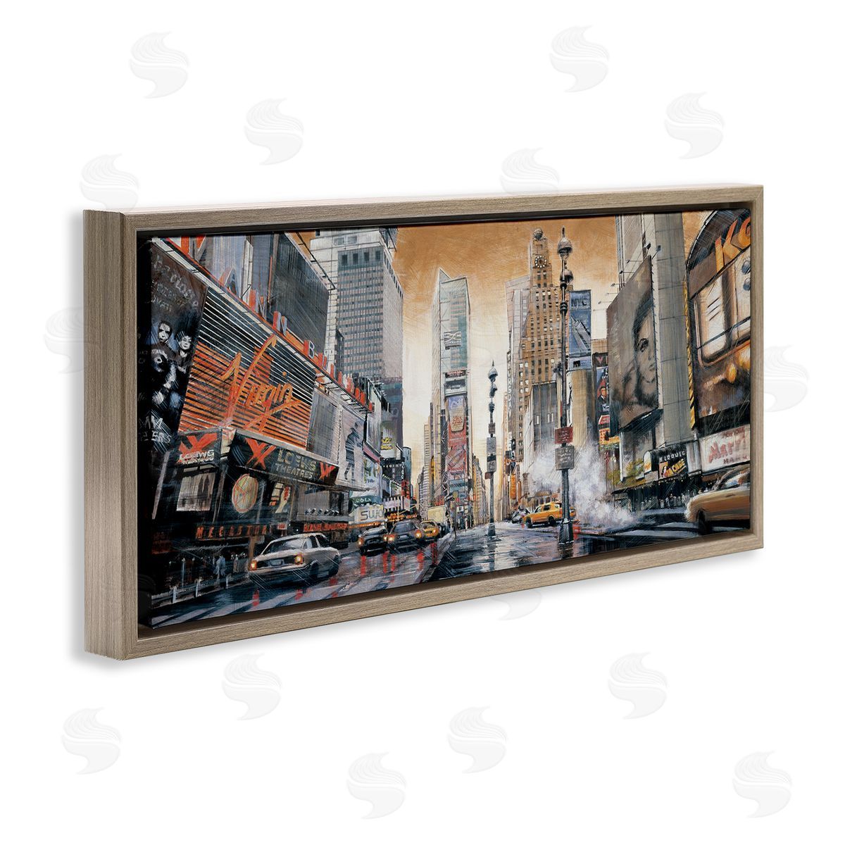 New York Cityscape Brown Floating Frame Canvas Wall Art, Home Decor by Matthew Daniels