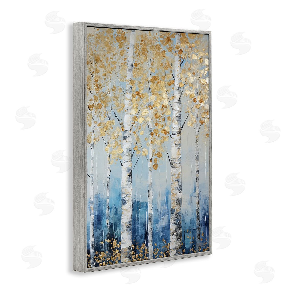 Autumnal Birch Forest Grey Frame Print Wall Art, Home Decor by Roozbeh Bahramali