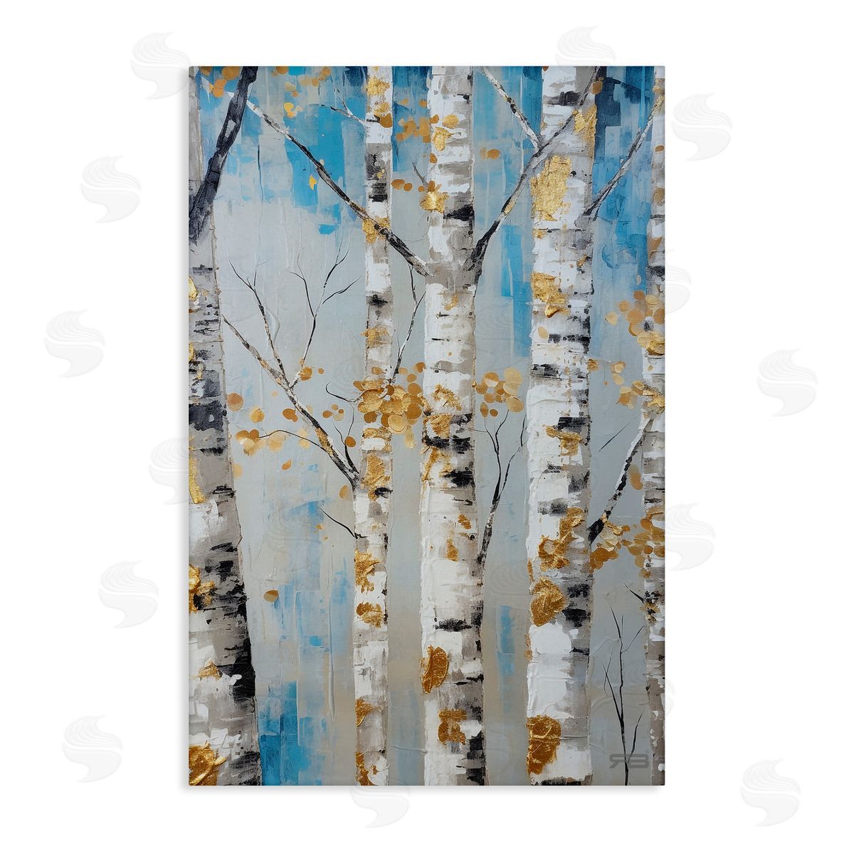 Birch Trees Foliage Canvas Wall Art, Home Decor by Roozbeh Bahramali