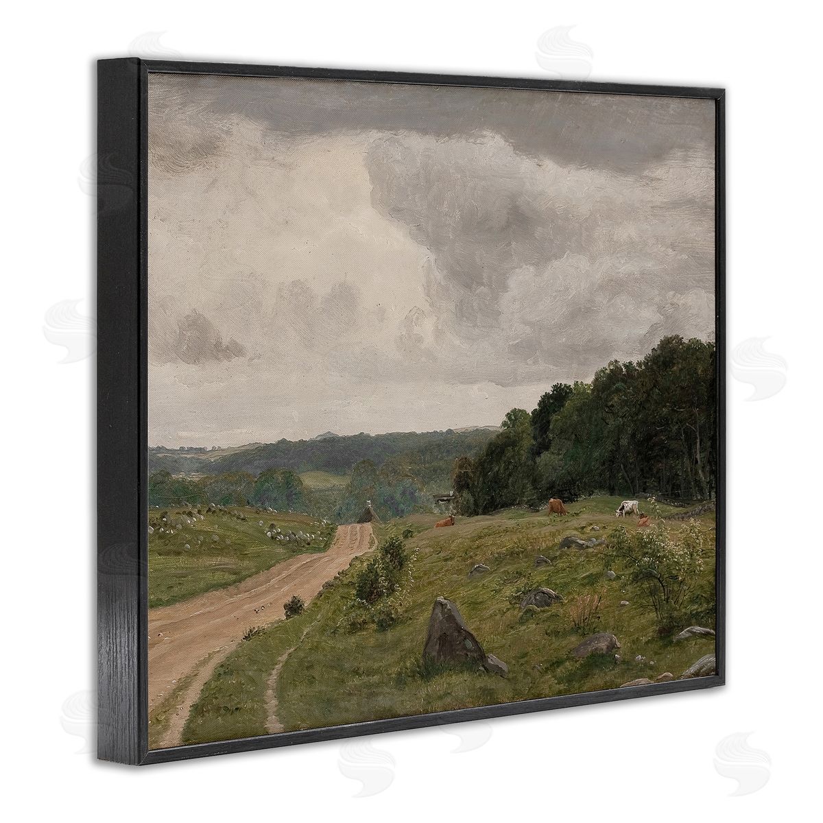 To The Country Landscape Black Frame Print Wall Art, Home Decor by RileyB