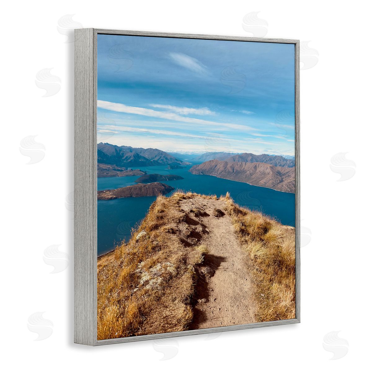 Cliffs over Blue Sea Grey Frame Print Wall Art, Home Decor by Kali Wilson