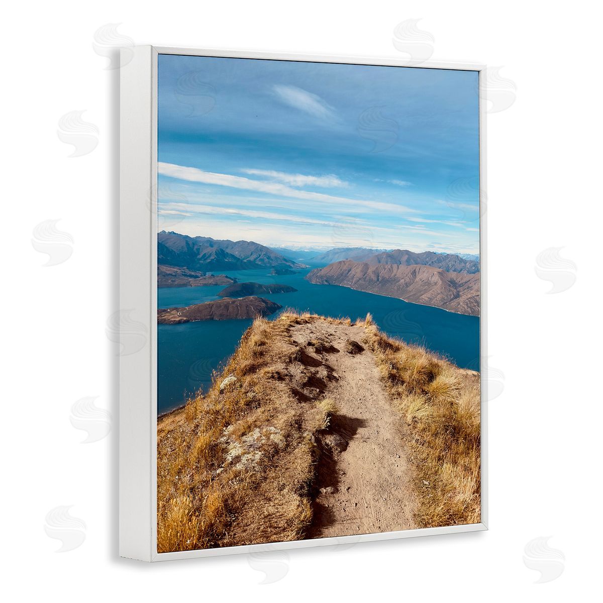 Cliffs over Blue Sea White Frame Print Wall Art, Home Decor by Kali Wilson