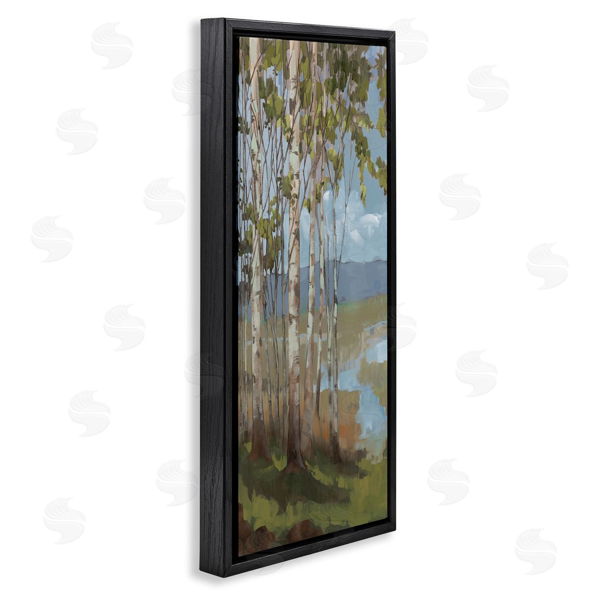 Rustic Birch Grove Black Floating Frame Canvas Wall Art, Home Decor by Trevor Copenhaver