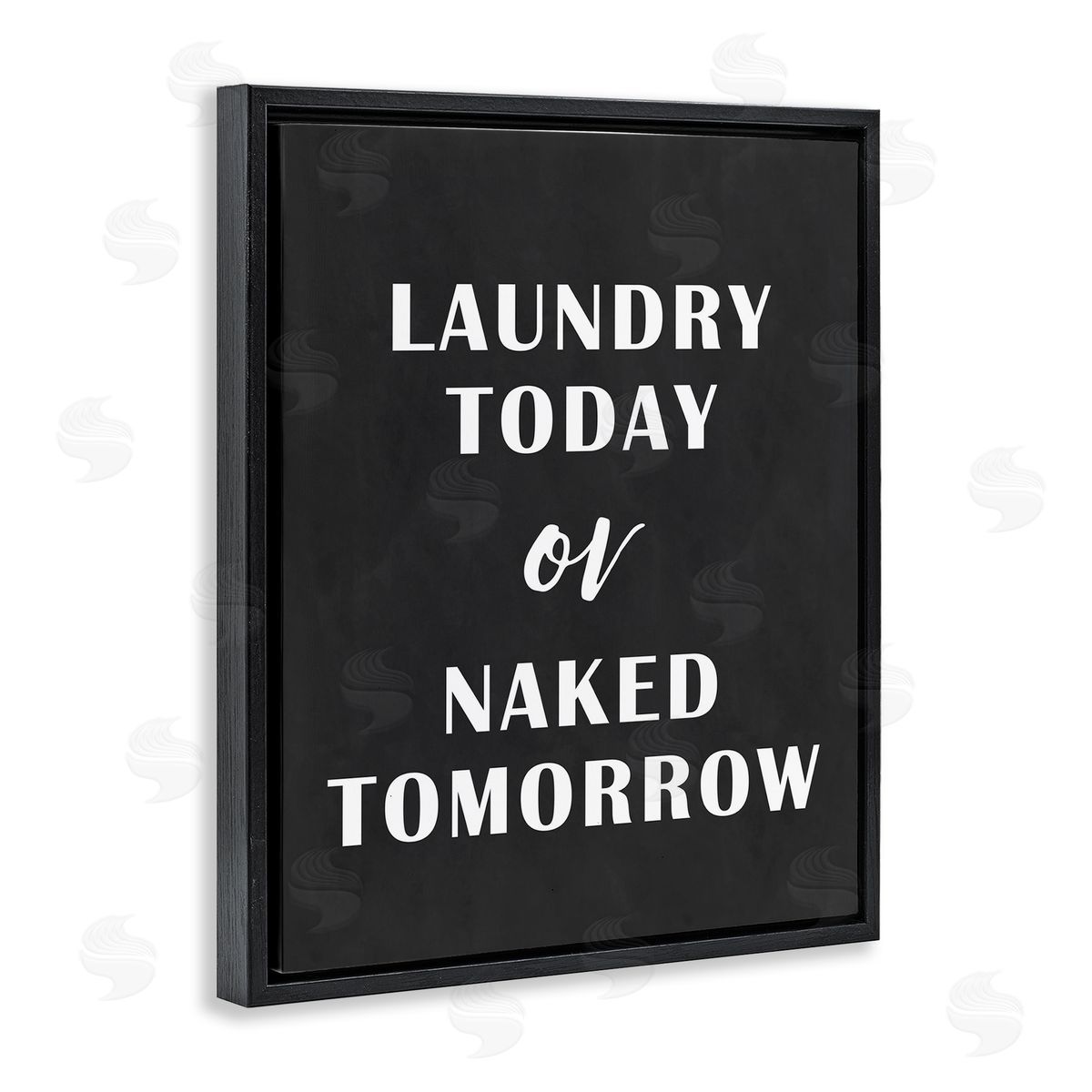Laundry Today Chalkboard Black Floating Frame Canvas Wall Art, Home Decor by Lettered and Lined