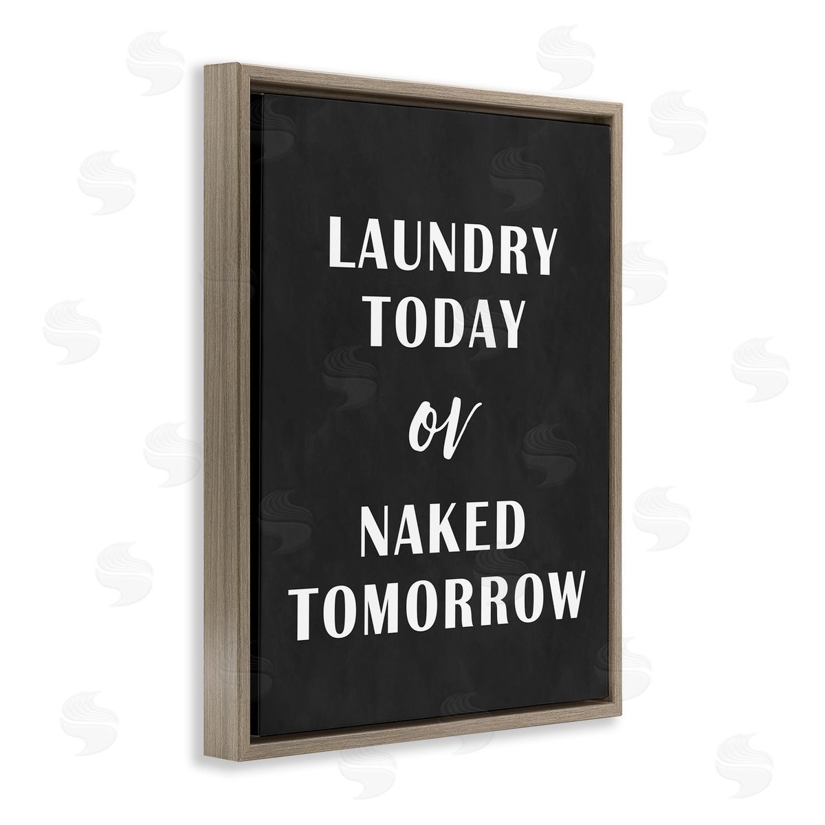 Laundry Today Chalkboard Brown Floating Frame Canvas Wall Art, Home Decor by Lettered and Lined