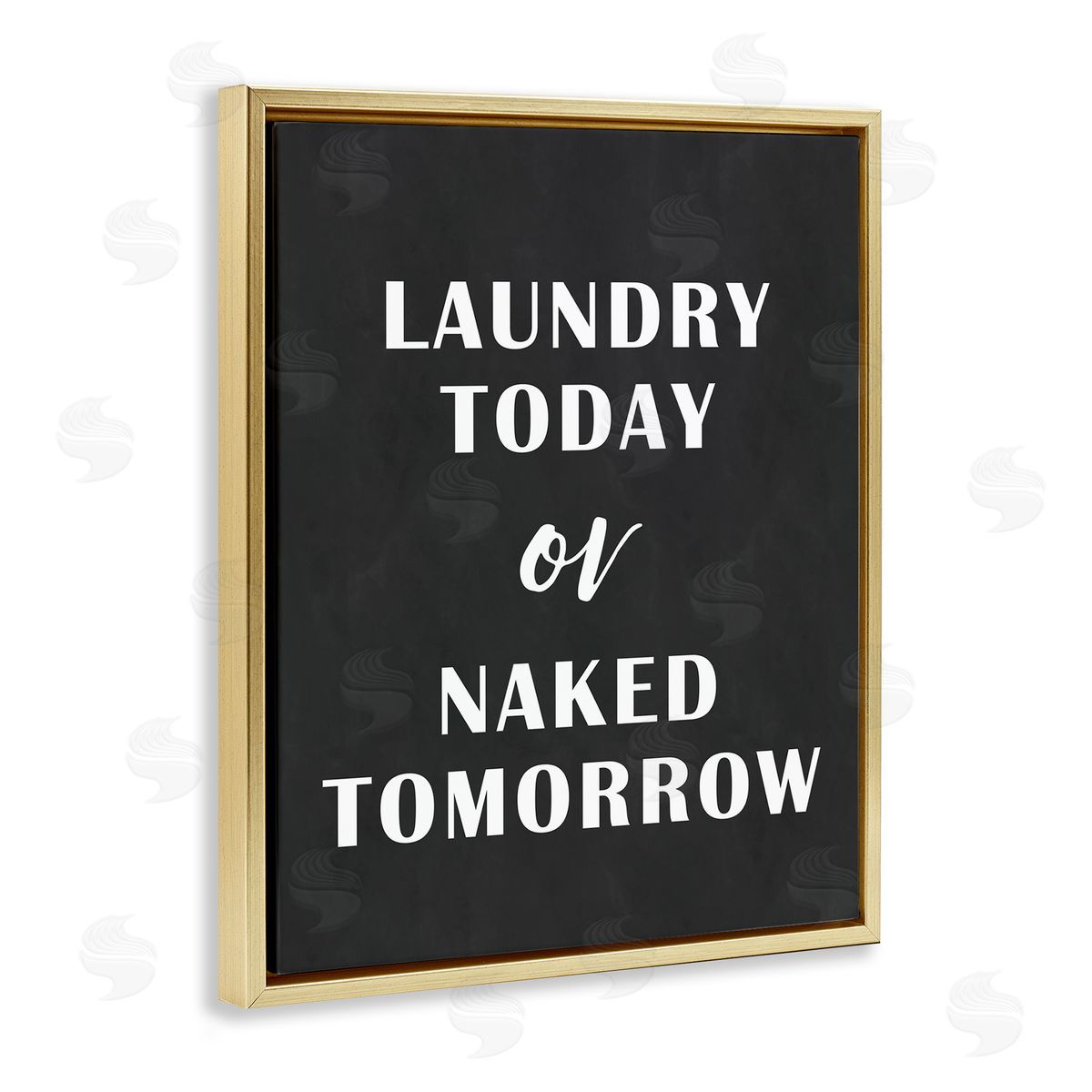 Laundry Today Chalkboard Gold Floating Frame Canvas Wall Art, Home Decor by Lettered and Lined