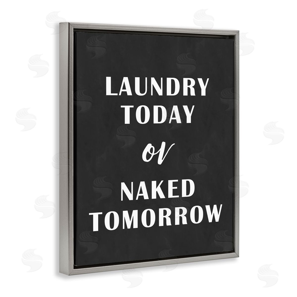Laundry Today Chalkboard Grey Floating Frame Canvas Wall Art, Home Decor by Lettered and Lined