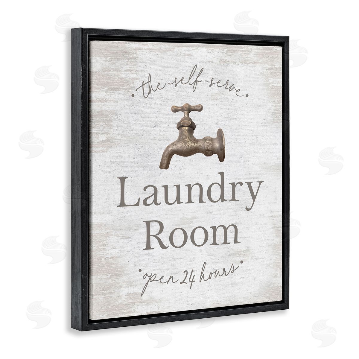 Distressed Laundry Room Black Floating Frame Canvas Wall Art, Home Decor by Lettered and Lined