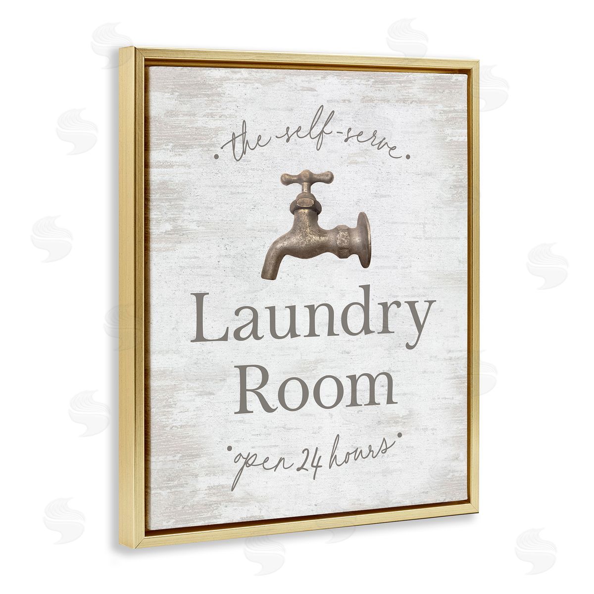 Distressed Laundry Room Gold Floating Frame Canvas Wall Art, Home Decor by Lettered and Lined