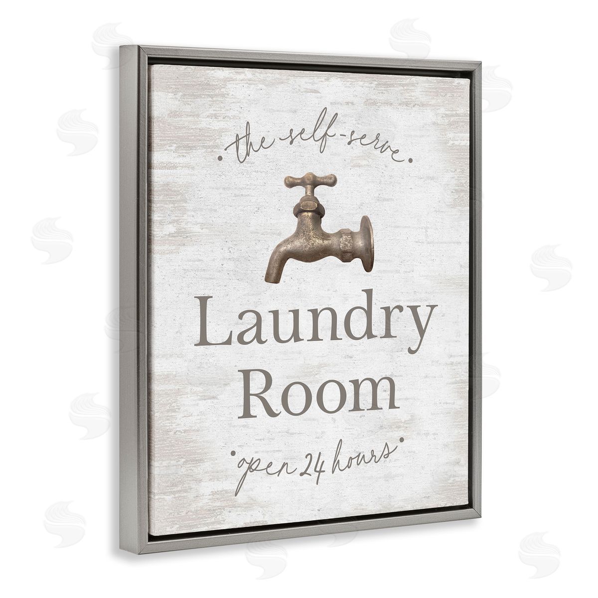 Distressed Laundry Room Grey Floating Frame Canvas Wall Art, Home Decor by Lettered and Lined