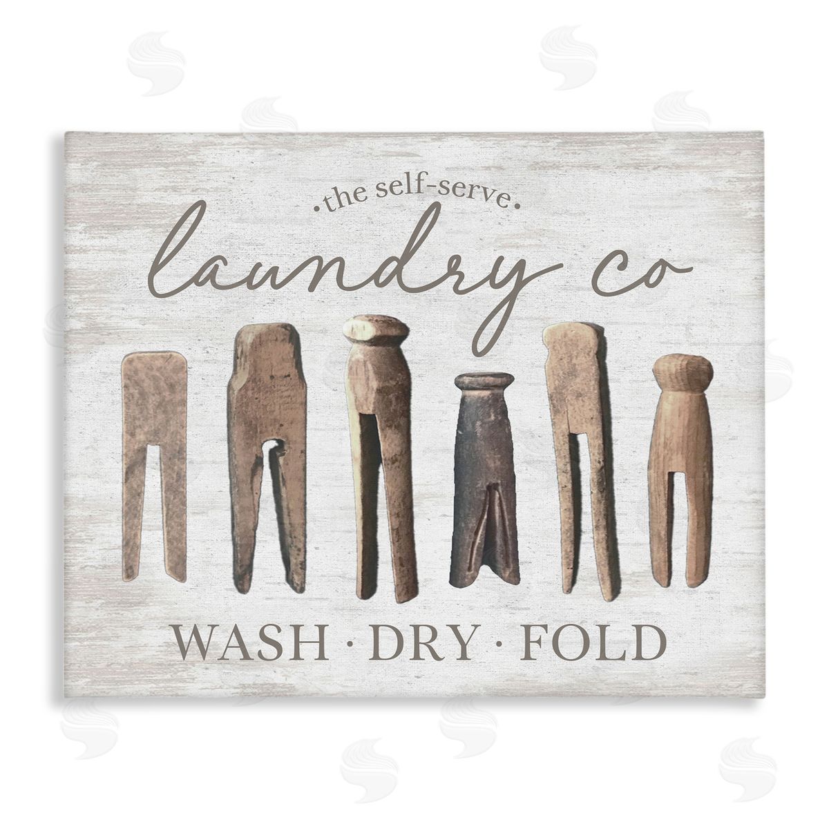 Rustic Laundry Clothespins Canvas Wall Art, Home Decor by Lettered and Lined
