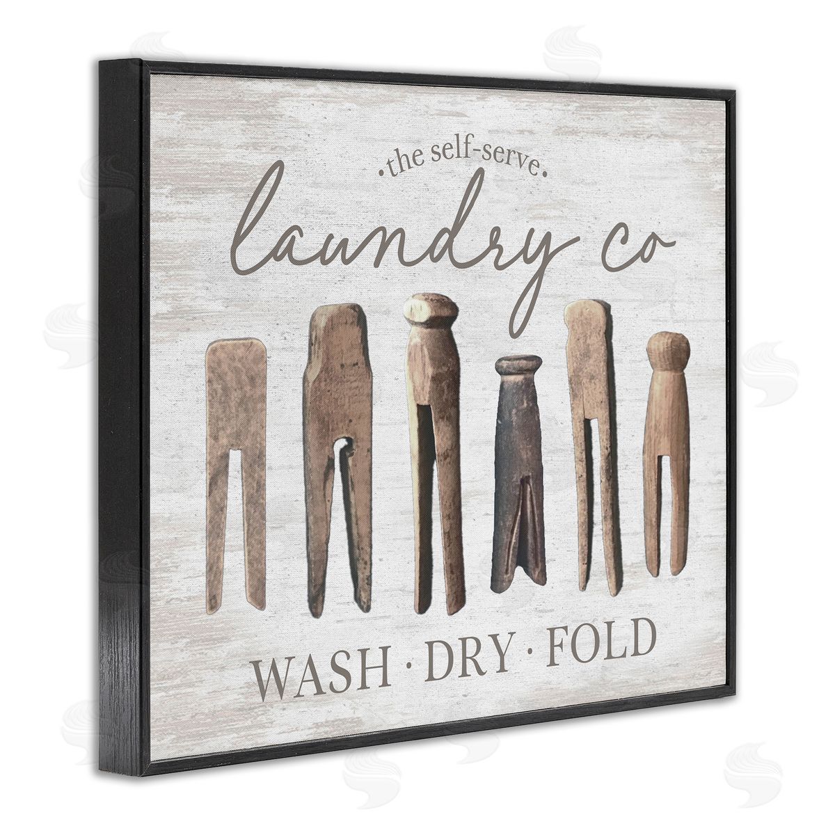 Rustic Laundry Clothespins Black Frame Print Wall Art, Home Decor by Lettered and Lined