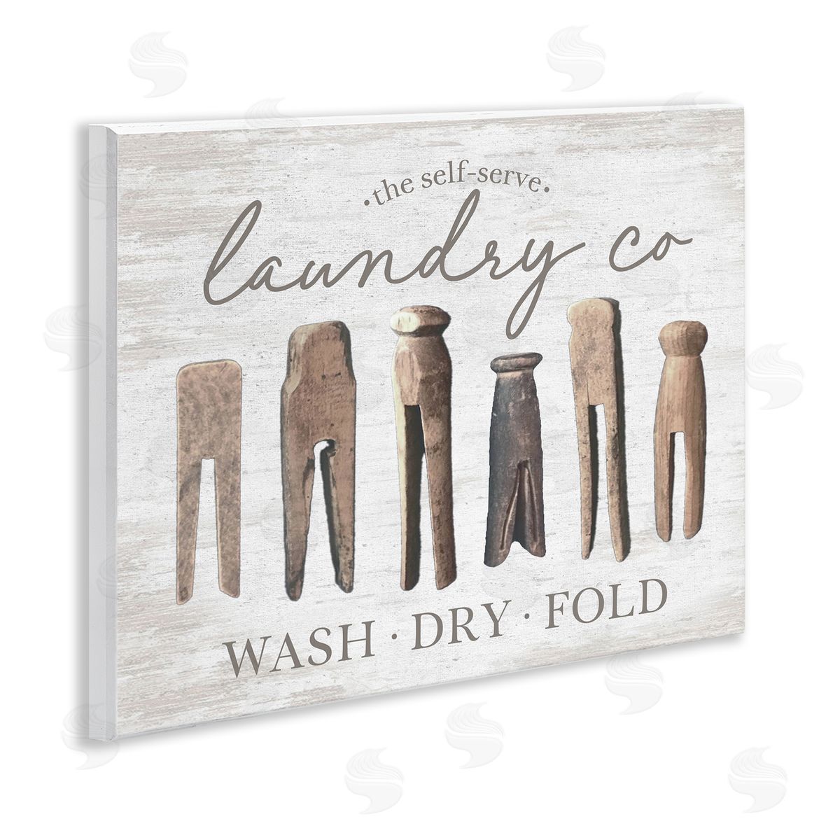 Rustic Laundry Clothespins Wood Plaque Wall Art, Home Decor by Lettered and Lined