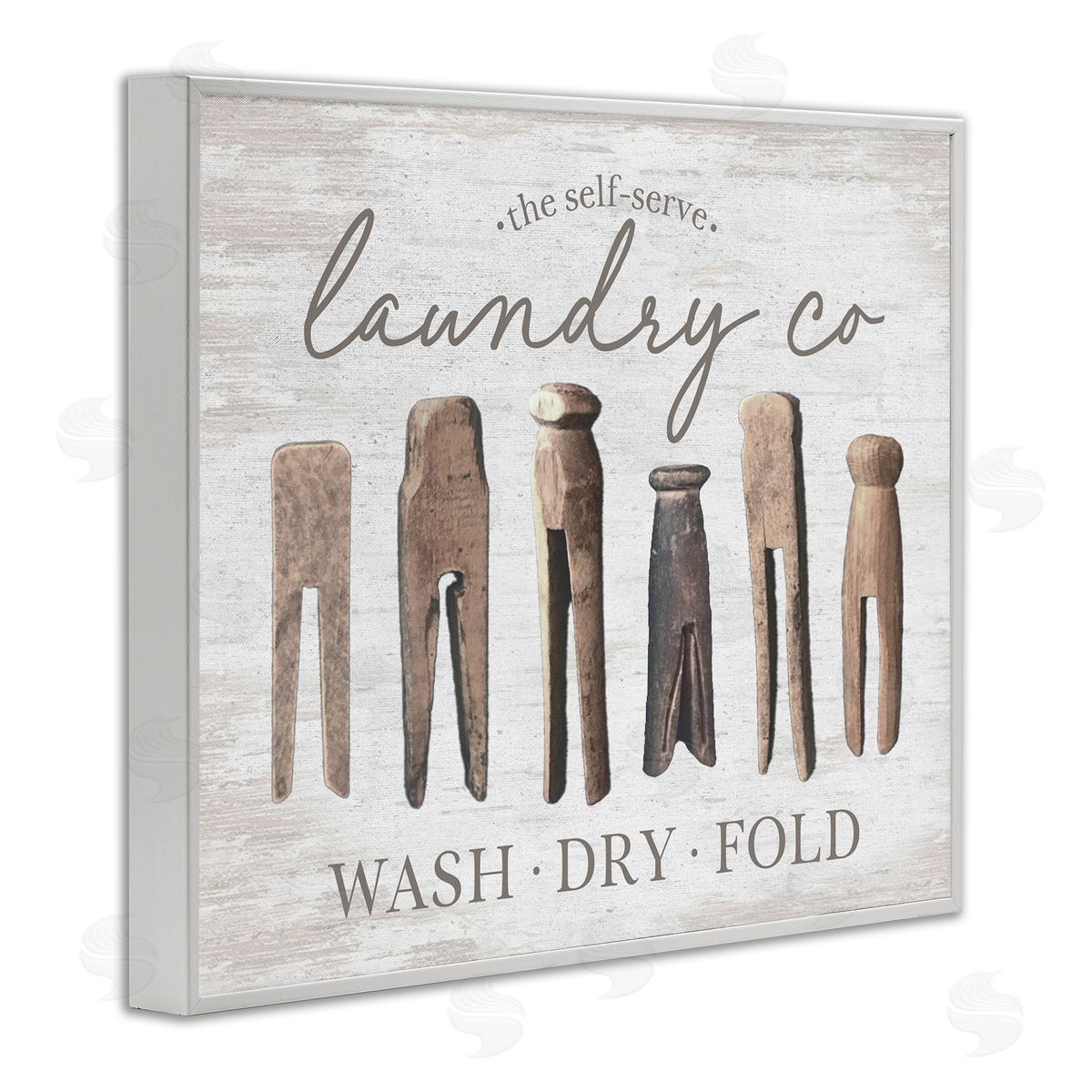 Rustic Laundry Clothespins White Frame Print Wall Art, Home Decor by Lettered and Lined